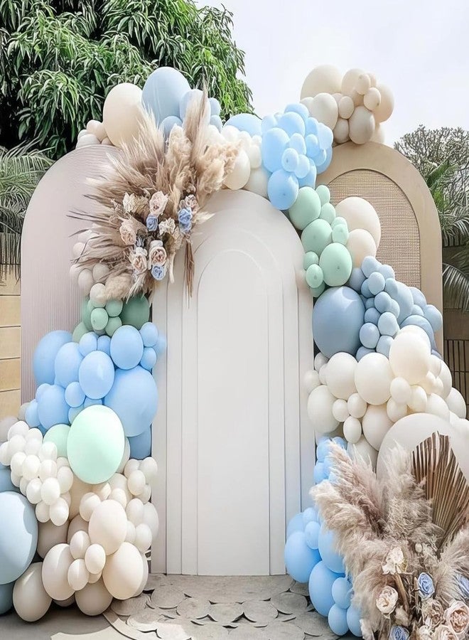 Sowide Dusty Blue Green Balloons, 50Pcs 12 Inches Baby Blue Light Green Sand White First Birthday Balloons for Boys First Birthday Decoration Party Baby Shower Graduation Decorations - Image 5